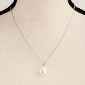 Honora cultured white coin pearl 14.0 mm pendant necklace silver minimalist